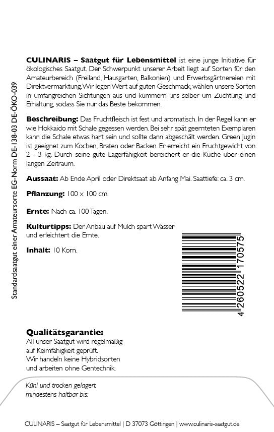 Kürbis Green Jugin Speisekürbis Mit Festem Fruchtfleisch