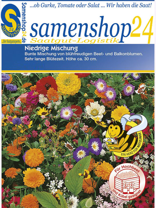 Samenshop24´s Bienenfreude, Niedrige Blumenmischung MAXI-10er Bundle