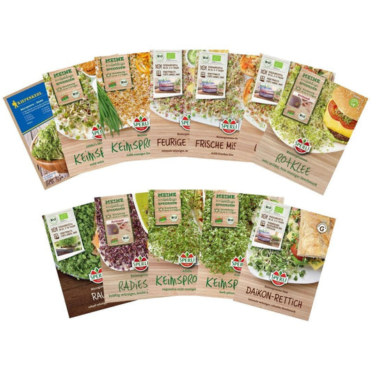 SPARANGEBOT BIO-Keimsprossen-Set 3-12 Sorten Große Auswahl Würziger Sorten