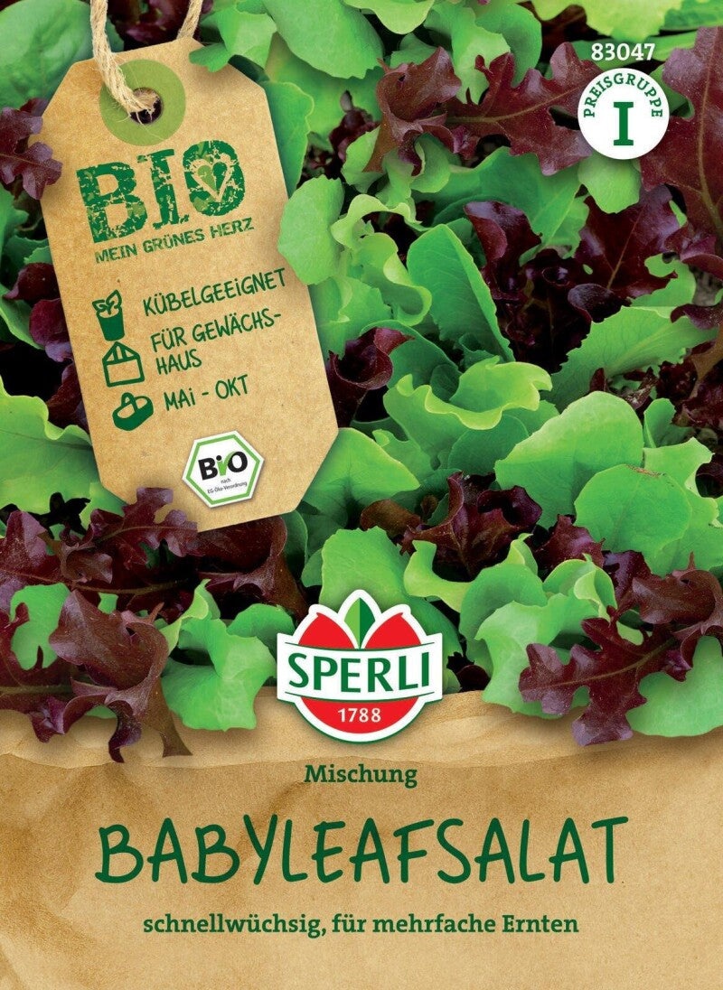  BIO Babyleafsalat, Kübelgeeinet, Schnellwüchsig, Für Mehrfache Ernten, Bio Saatgut Von Sperli