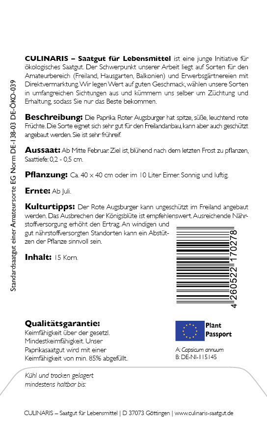  Paprika Roter Augsburger