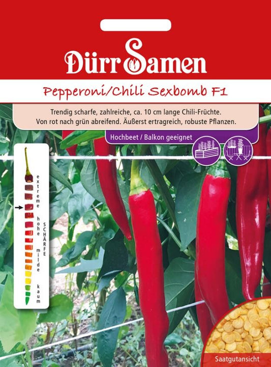  Dürr Pepperoni/ Chili Sexbomb F1, Ertragreiche Und Robuste Pflanze, Bildet Zahlreiche Chili-Früchte