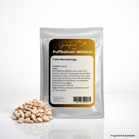  GardenTaurus Puffbohnen | 50g - 1kg | (Grosse Bohnen) Frühe Weißkeimige "Witkiem"