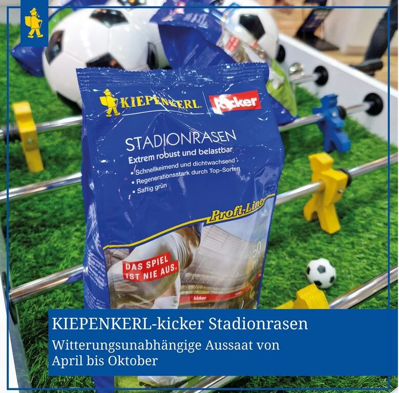  Kiepenkerl Kicker Stadionrasen, 1kg Für 50m², Rasensamen, Extrem Robust Und Belastbar