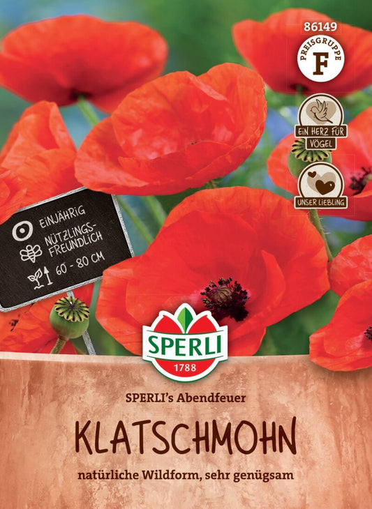  Klatschmohn SPERLI's Abendfeuer, Nektarspender Für Nützlinge, Natürliche Wildform