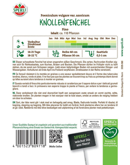  Knollenfenchel Fino, Schossfest, Bewährte Sorte, Zarte Knollen, Saatgut Von Sperli