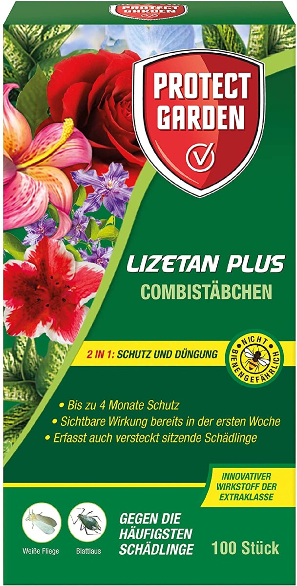  PROTECT GARDEN Lizetan Plus Combistäbchen 100 Stück, Schädlingsfrei Gegen Blattläuse Und Andere Saugende Schädlinge Und Premium-Dünger In Einem