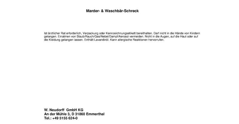  Neudorff Marder- & Waschbär- Schreck, Inhalt: 300g Für Bis Zu 150 M²