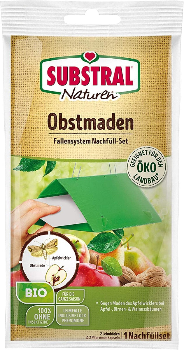  Naturen Obstmaden-Falle, Nachrüstset - 1 Set á 2 Leimböden/2 Pheromon-Kapseln