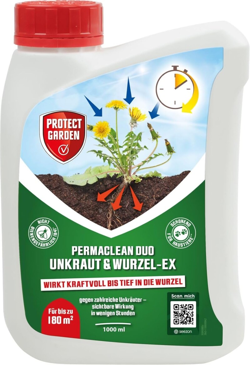  PROTECT GARDEN Permaclean Duo Unkraut & Wurzel Ex, Unkrautvernichter Mit Zweifachwirkung Gegen Alle Unkräuter Und Ungräser, 1000 Ml