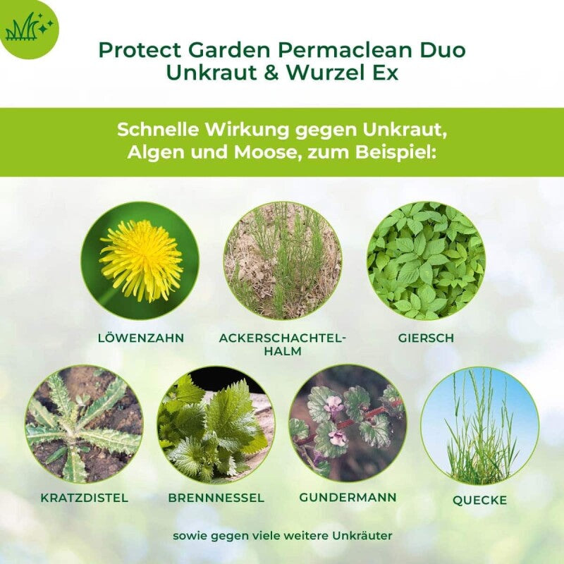  PROTECT GARDEN Permaclean Duo Unkraut & Wurzel Ex, Unkrautvernichter Mit Zweifachwirkung Gegen Alle Unkräuter Und Ungräser, 1000 Ml