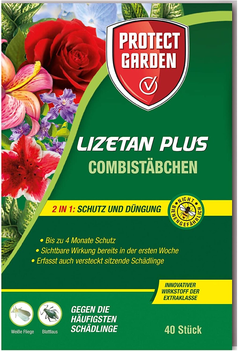  PROTECT GARDEN Lizetan Plus Combistäbchen Schädlingsfrei Gegen Blattläuse Und Andere Saugende Schädlinge Und Premium-Dünger In Einem, 40 Stück