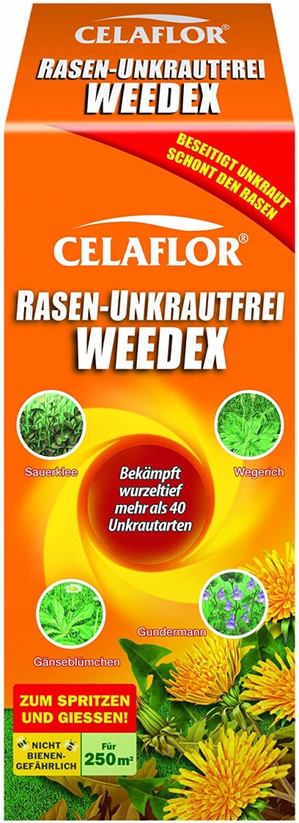  Celaflor Rasen-Unkrautfrei Weedex, Hochwirksamer Unkrautvernichter, Konzentrat, 250 Ml Flasche