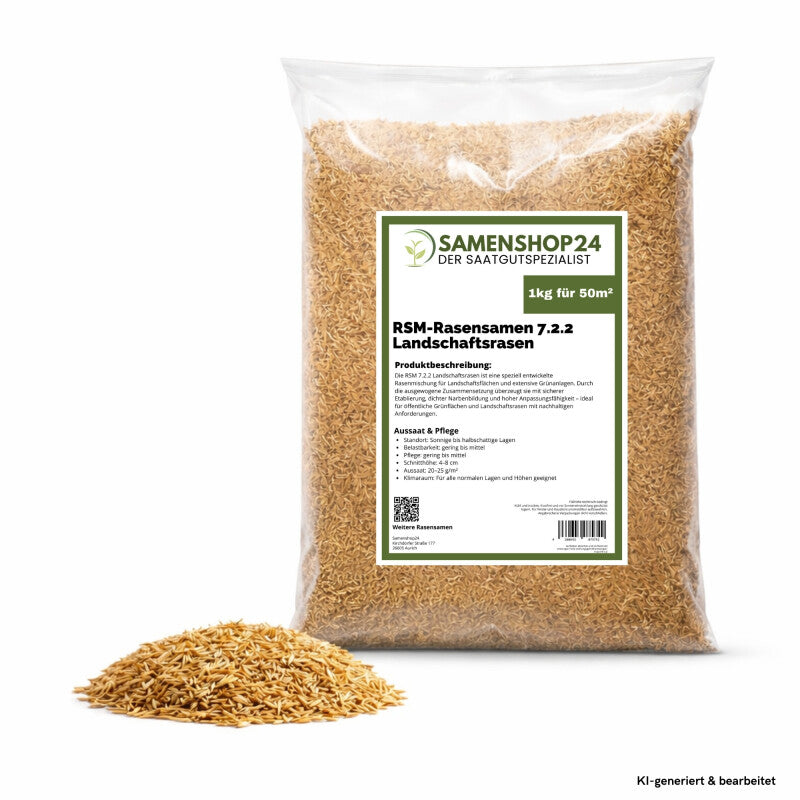  RSM-Rasensamen 7.2.2 Landschaftsrasen, Trockenlagen Mit Kräutern, Inhalt: 1kg Für Ca. 50 M²