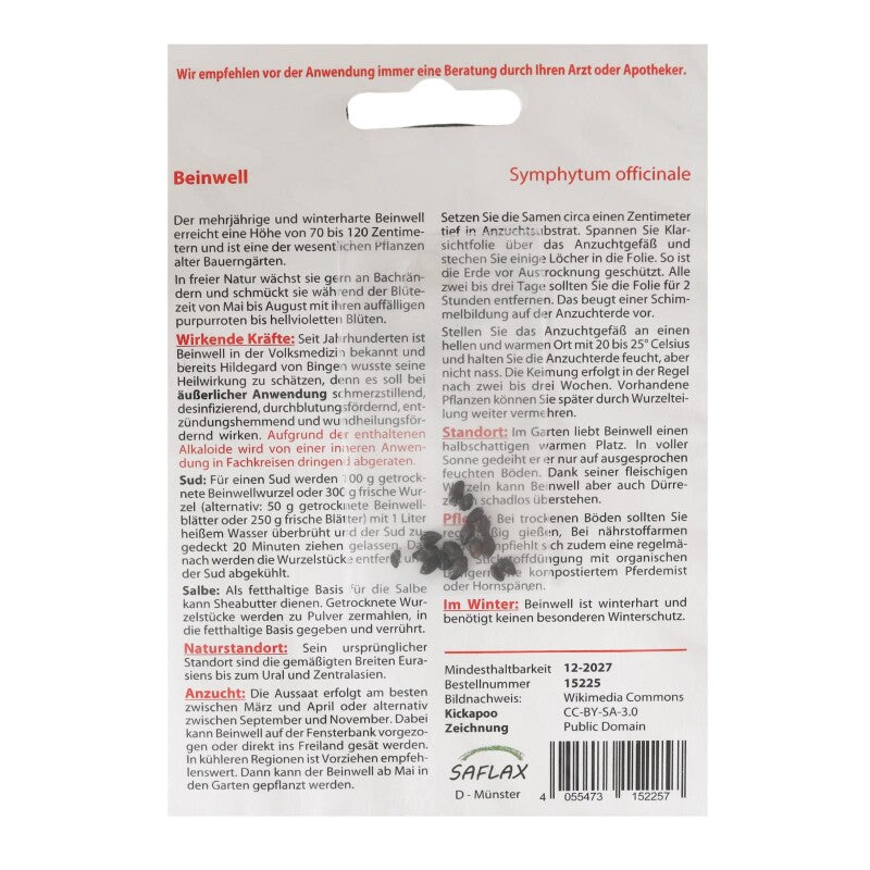 Beinwell - Heilpflanzen Saatgut 15 Samen - Symphytum Officinale