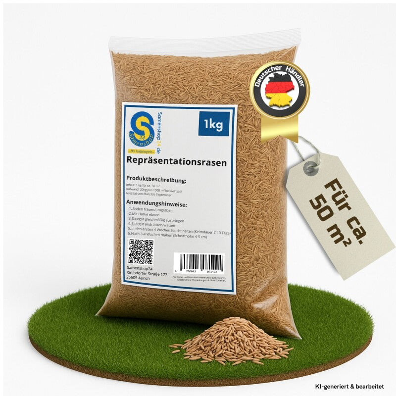  Samenshop24® Repräsentationsrasen 1kg Für 50m²