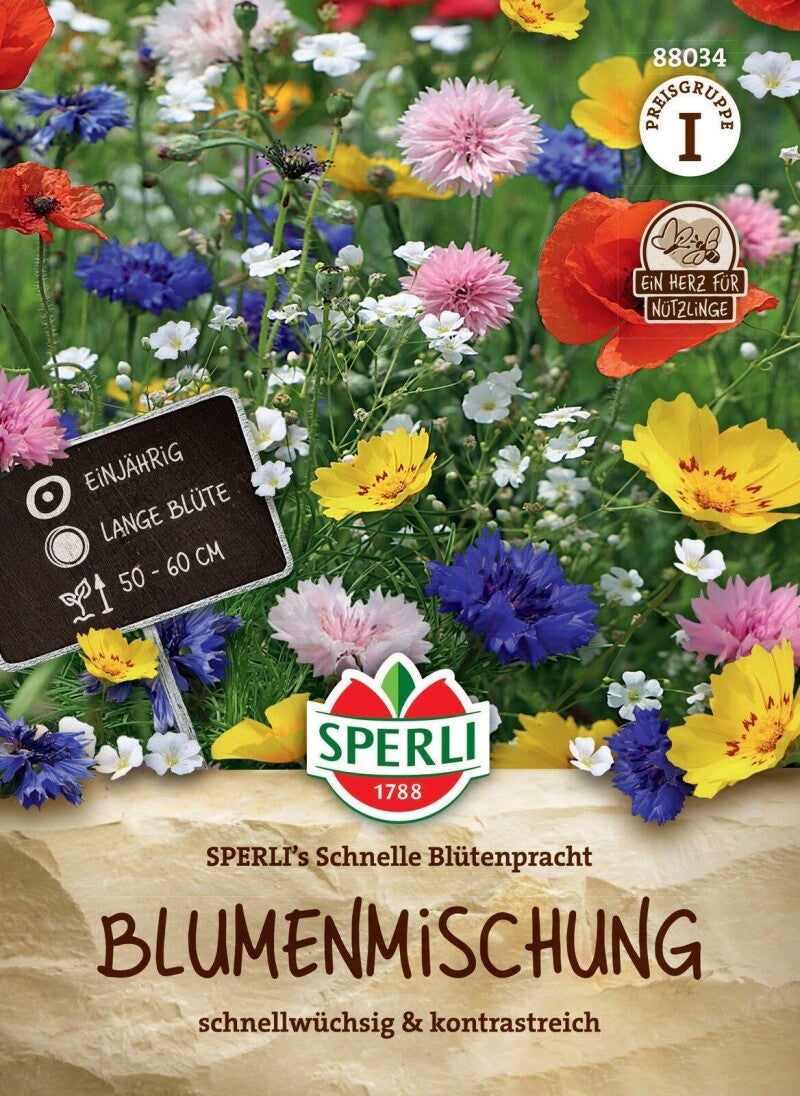  Blumenmischung SPERLI's Schnelle Blütenpracht, Schnellwüchsig & Kontrastreich, Saatgut Von Sperli