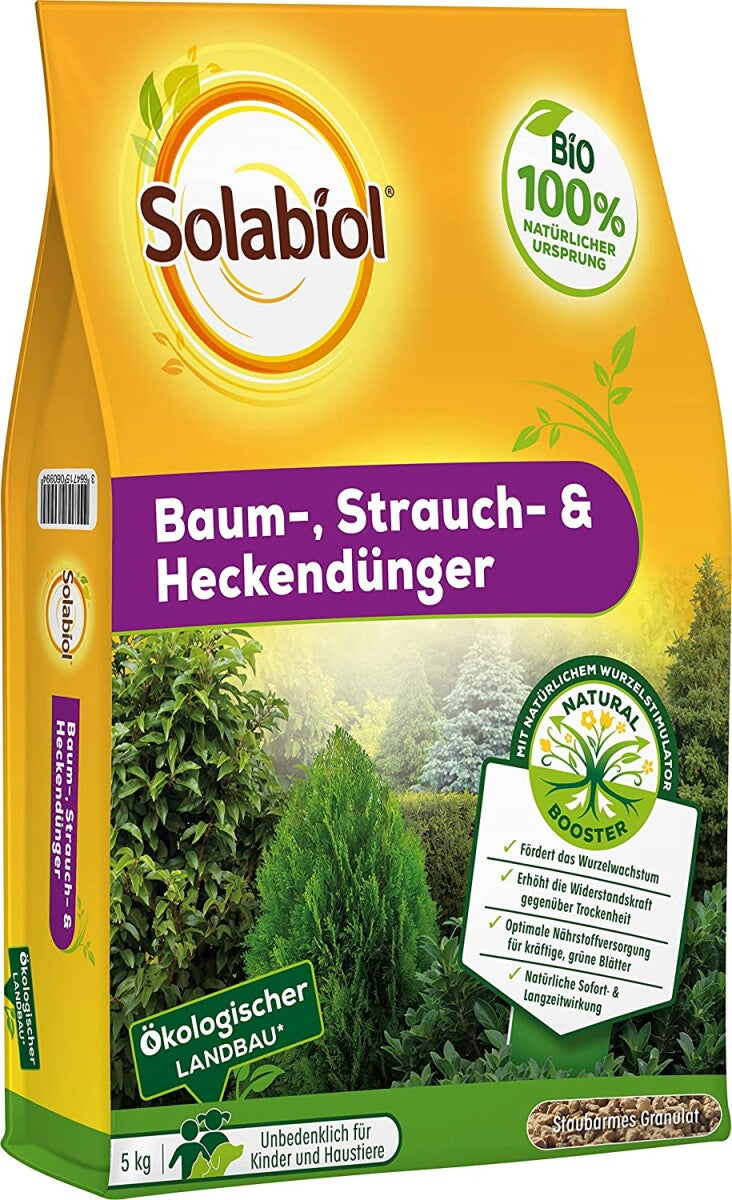  Solabiol Baum-, Strauch & Heckendünger Mit Wurzelstimulator Sofort- Und Langzeitwirkung 5 Kg Sack
