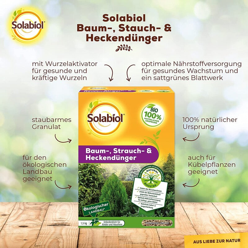  Solabiol Baum-, Strauch & Heckendünger Mit Wurzelstimulator Sofort- Und Langzeitwirkung 5 Kg Sack