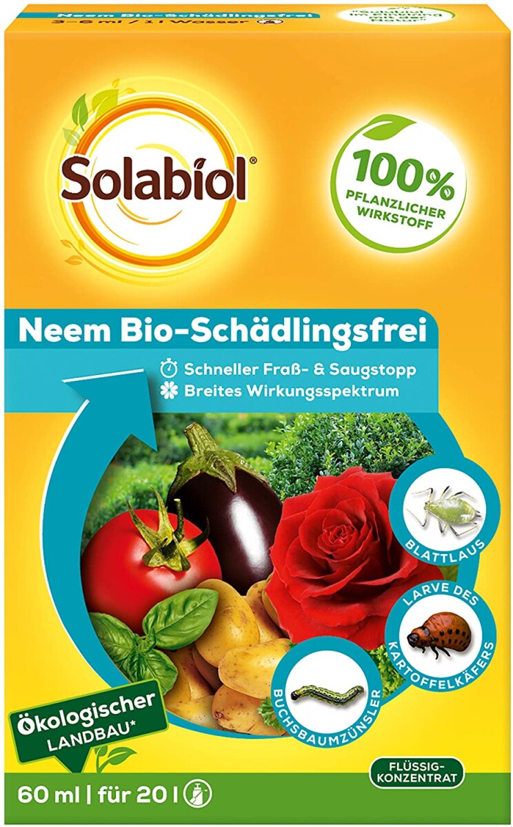  Solabiol Neem Bio-Schädlingsfrei 60 Ml, Biologische Schädlingsbekämpfung