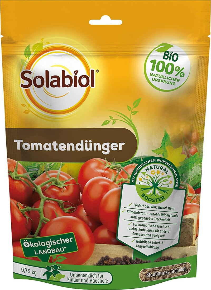  Solabiol Tomatendünger Mit Wurzelstimulator Und Natürlicher Sofort- Und Langzeitwirkung, 0,75 Kg Beutel