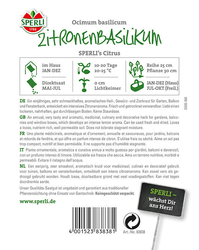  Basilikum Zitronen, SPERLING´s Citrus
