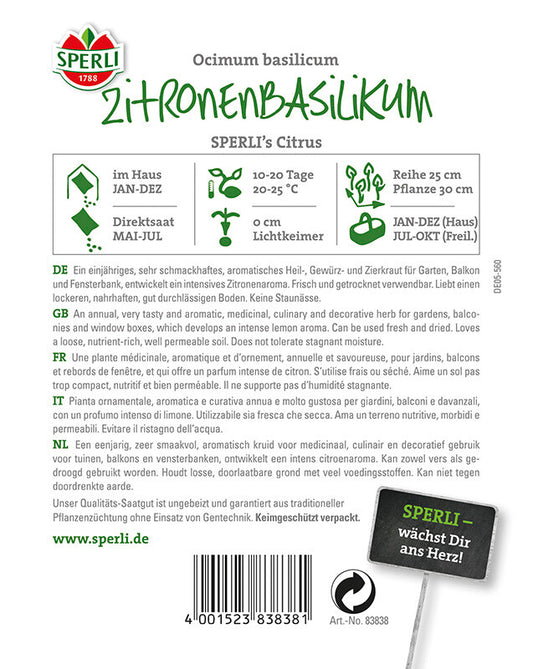  Basilikum Zitronen, SPERLING´s Citrus