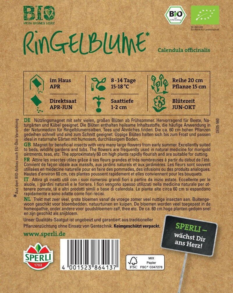  BIO Ringelblume, Nützlingsmagnet Mit Sehr Vielen Großen Blüten, Für Beete Und Kübel Geeignet