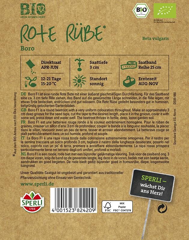  BIO Rote Beete Rote Kugel 2/Sturoman 3m Saatband