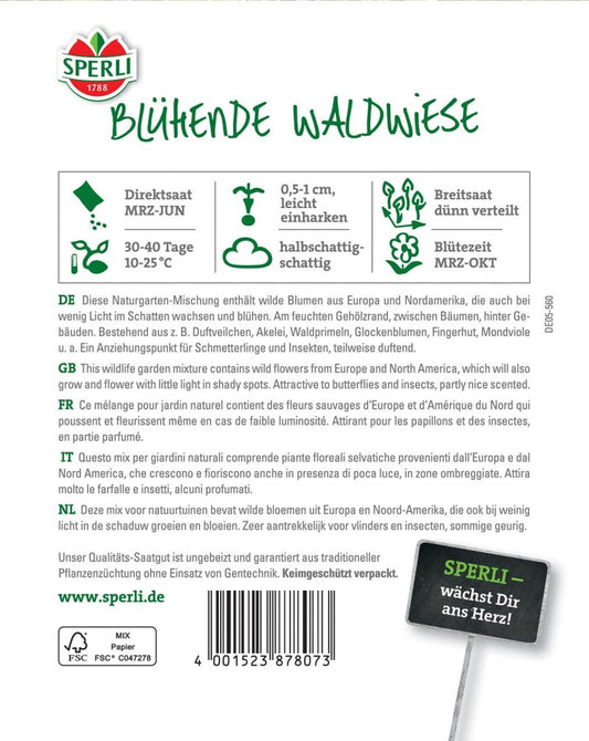  Blumenmischung Blühende Waldwiese, Enthält Blumenarten Aus Europa Und Nordamerika, Magnet Für Schmetterlinge Und Insekten