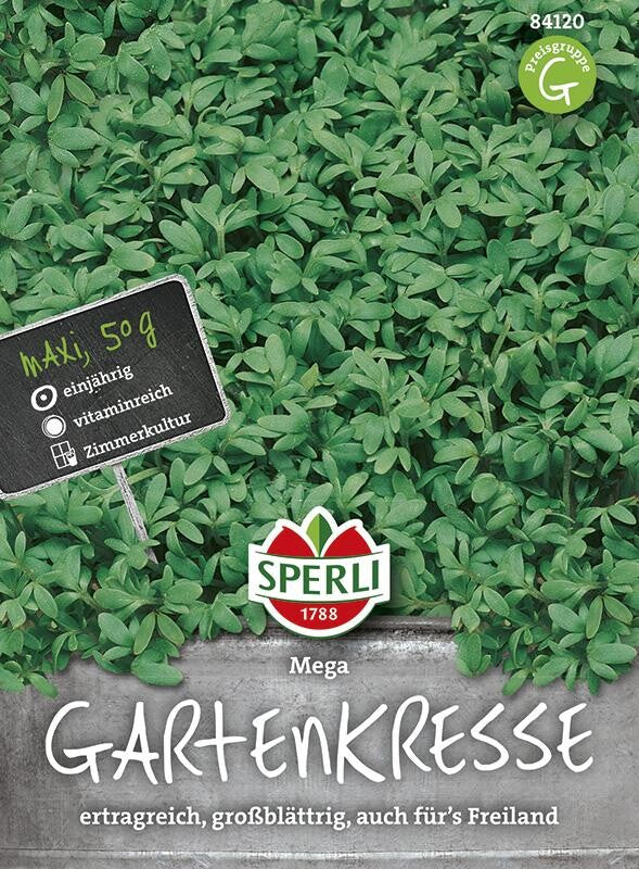  Gartenkresse Mega, MaxiPack 50 G, Gartenkresse, Vitaminreiche Gewürzpflanze, Milder Geschmack Maxi