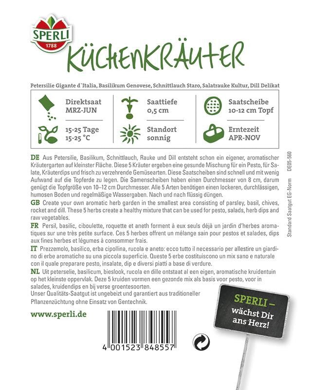  Küchenkräuter Kombi, 5 Saatscheiben