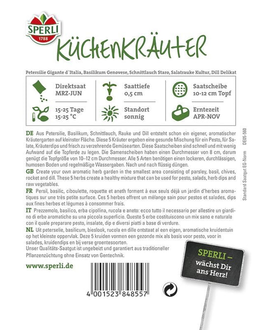  Küchenkräuter Kombi, 5 Saatscheiben