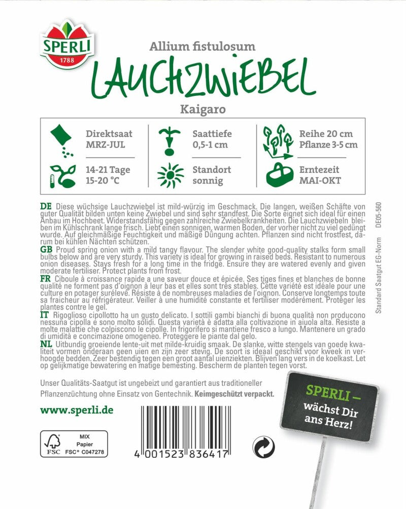 Lauchzwiebel Kaigaro, Tolerant, Wüchsige Pflanzen Ohne Zwiebel Mit Kurzer Kulturdauer