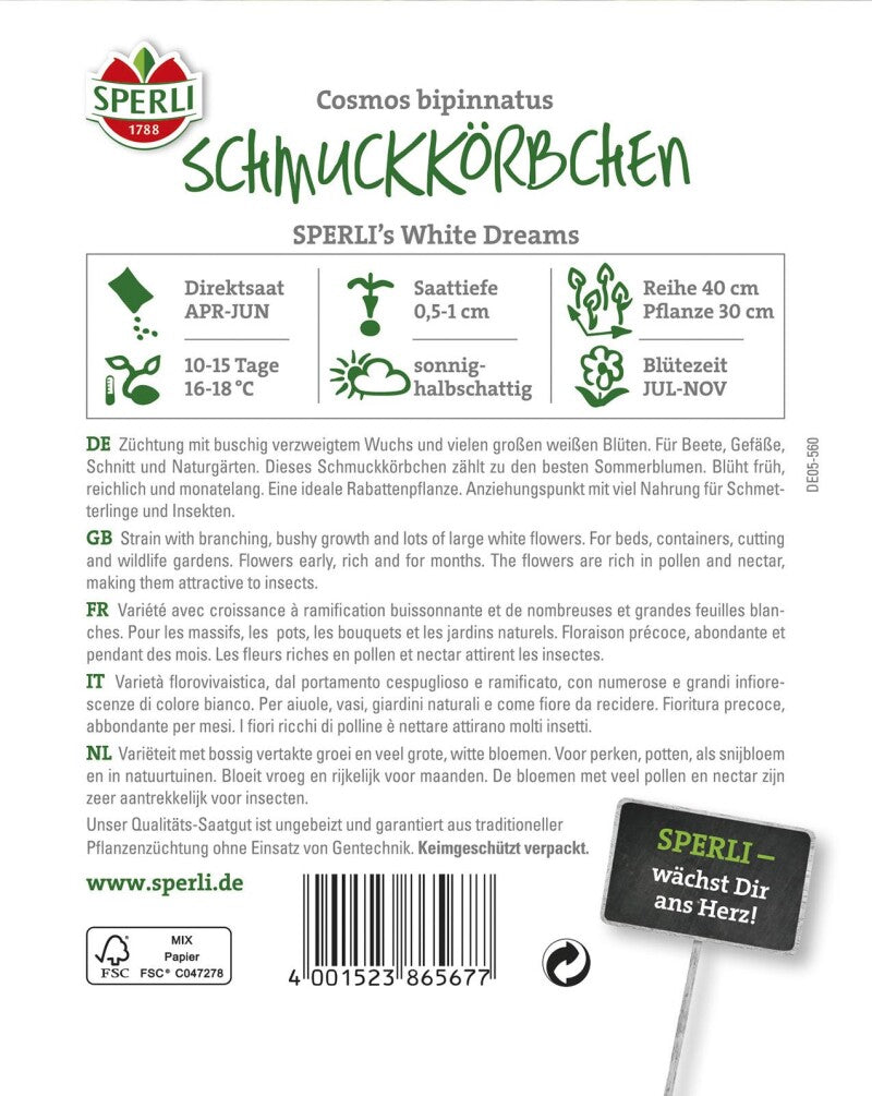  Schmuckkörbchen SPERLI's White Dreams, Besonders Frühe Reichblühende Rabattenpflanze