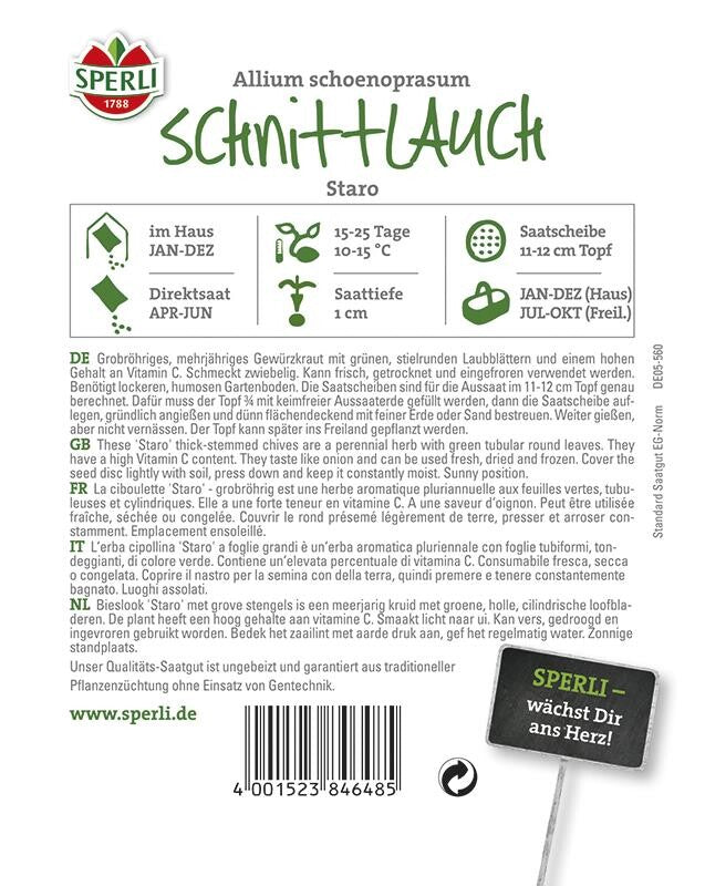  Schnittlauch Staro, 5 Saatscheiben