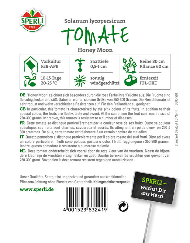  Tomate Honey Moon F1 Stabtomate Rosa