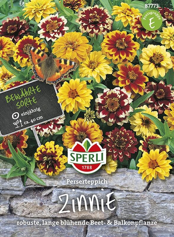  Zinnien Perserteppich,enthält Zwergzinnien In Gelb Orange Und Scharlach Mit Gefüllten Blüten