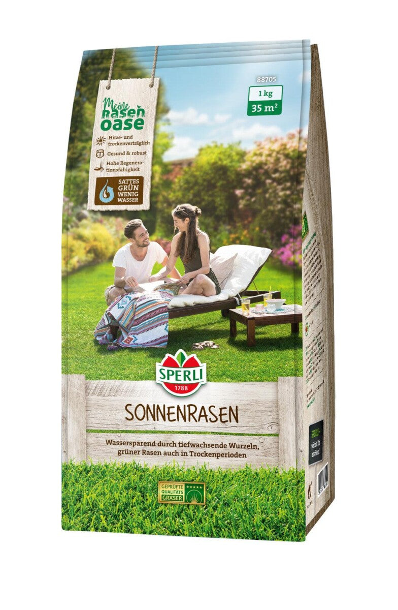  SPERLI's Sonnenrasen, 1 Kg Für Ca. 35 M², Wassersparend Durch Tiefwachsende Wurzeln