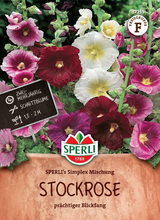  Stockrose SPERLI's Simplex Mischung, Prächtiger Blickfang, Schnittblume, Sperli Saatgut