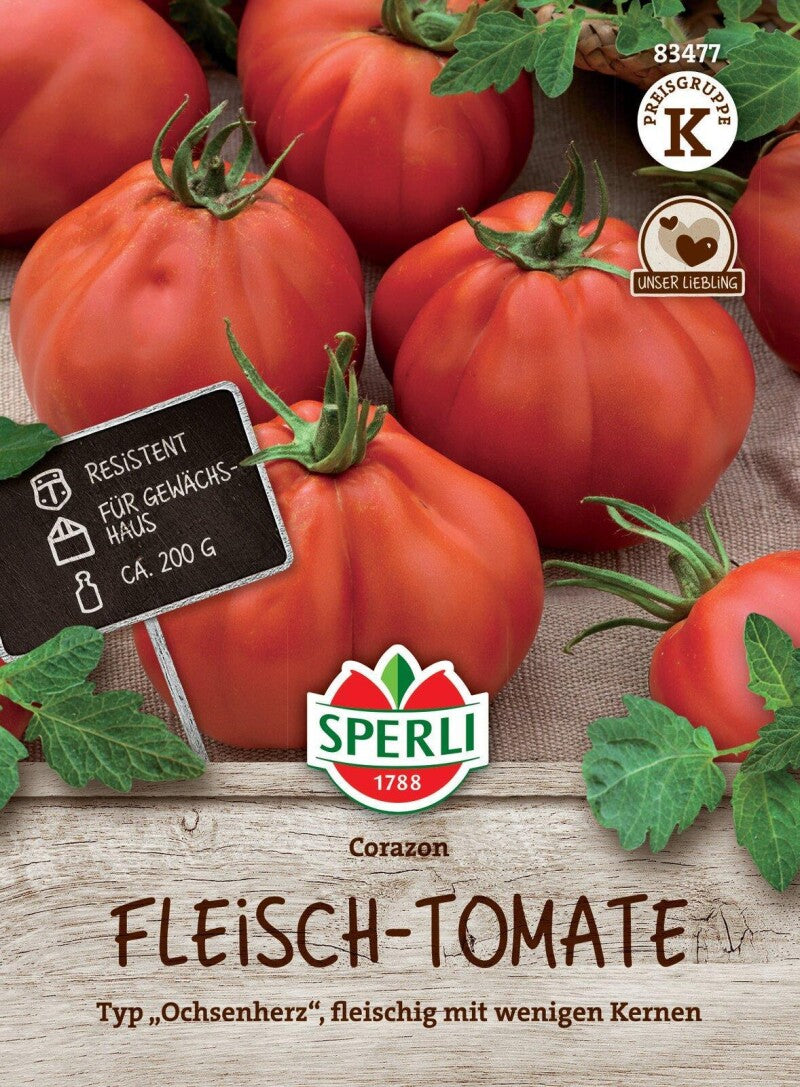  Tomate Corazon, F1, Fleisch-Tomate Typ: Ochsenherz, Kernarme Fleischige Sorte, Resistent